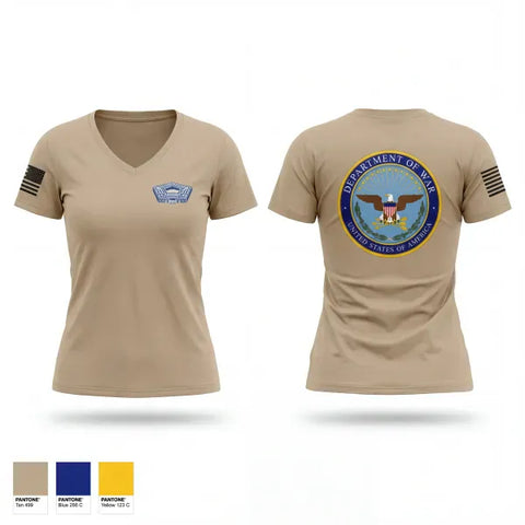 Womens Short Sleeve Vneck Shirt, Department of War, Army, Teamtime, Team time, sublimation, custom sports apparel, team uniforms, spirit wear, spiritwear, sports uniforms, custom shirts, team store, custom team store, fundraiser sports, apparel fundraiser