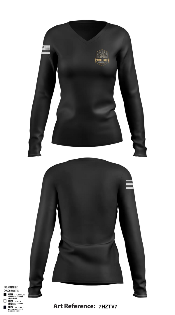 Womens Long Sleeve Vneck Shirt, Camel kids 2026, Wrestling, Teamtime, Team time, sublimation, custom sports apparel, team uniforms, spirit wear, spiritwear, sports uniforms, custom shirts, team store, custom team store, fundraiser sports, apparel fundraiser