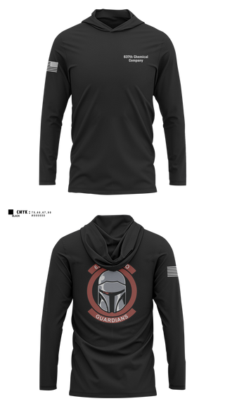 Long Sleeve Performance Shirt with hood, 637th Chemical Company, National Guard, Teamtime, Team time, sublimation, custom sports apparel, team uniforms, spirit wear, spiritwear, sports uniforms, custom shirts, team store, custom team store, fundraiser sports, apparel fundraiser