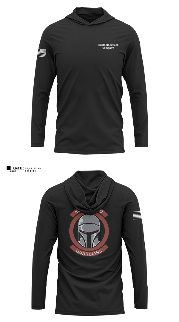 Long Sleeve Performance Shirt with hood, 637th Chemical Company, National Guard, Teamtime, Team time, sublimation, custom sports apparel, team uniforms, spirit wear, spiritwear, sports uniforms, custom shirts, team store, custom team store, fundraiser sports, apparel fundraiser
