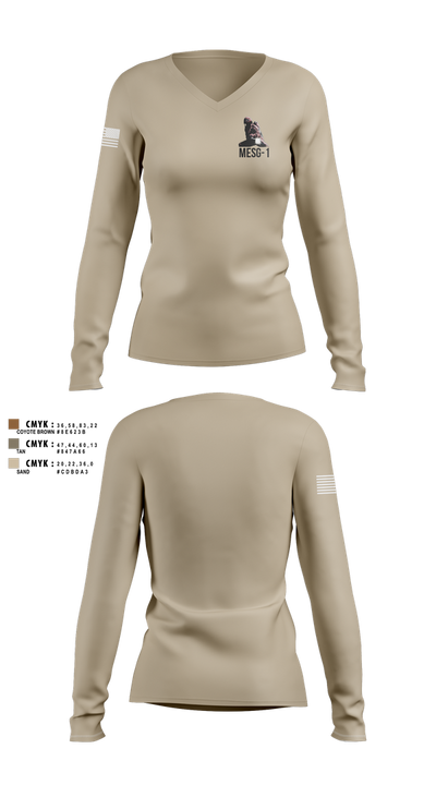 MESG-1 71337313 Women's Long Sleeve V-neck Shirt - 102