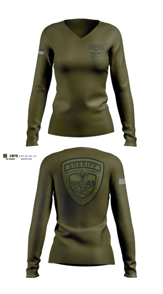 Womens Long Sleeve Vneck Shirt, Anderson County Swat, Police, Teamtime, Team time, sublimation, custom sports apparel, team uniforms, spirit wear, spiritwear, sports uniforms, custom shirts, team store, custom team store, fundraiser sports, apparel fundraiser