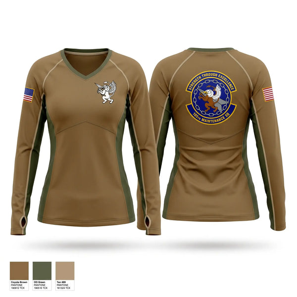 Womens Long Sleeve Vneck Shirt, 105th maintenance squadron, Air Force, Teamtime, Team time, sublimation, custom sports apparel, team uniforms, spirit wear, spiritwear, sports uniforms, custom shirts, team store, custom team store, fundraiser sports, apparel fundraiser