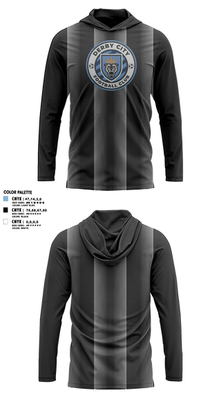 Long Sleeve Performance Shirt with hood, Derby City FC, Men's Soccer, Teamtime, Team time, sublimation, custom sports apparel, team uniforms, spirit wear, spiritwear, sports uniforms, custom shirts, team store, custom team store, fundraiser sports, apparel fundraiser