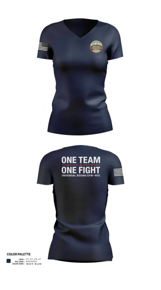 Womens Short Sleeve Vneck Shirt, Universal Boxing Gym, National Guard, Teamtime, Team time, sublimation, custom sports apparel, team uniforms, spirit wear, spiritwear, sports uniforms, custom shirts, team store, custom team store, fundraiser sports, apparel fundraiser