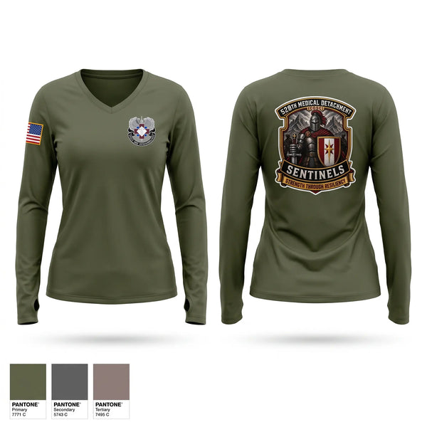 Womens Long Sleeve Vneck Shirt, 528th MED DET COSC, Army, Teamtime, Team time, sublimation, custom sports apparel, team uniforms, spirit wear, spiritwear, sports uniforms, custom shirts, team store, custom team store, fundraiser sports, apparel fundraiser