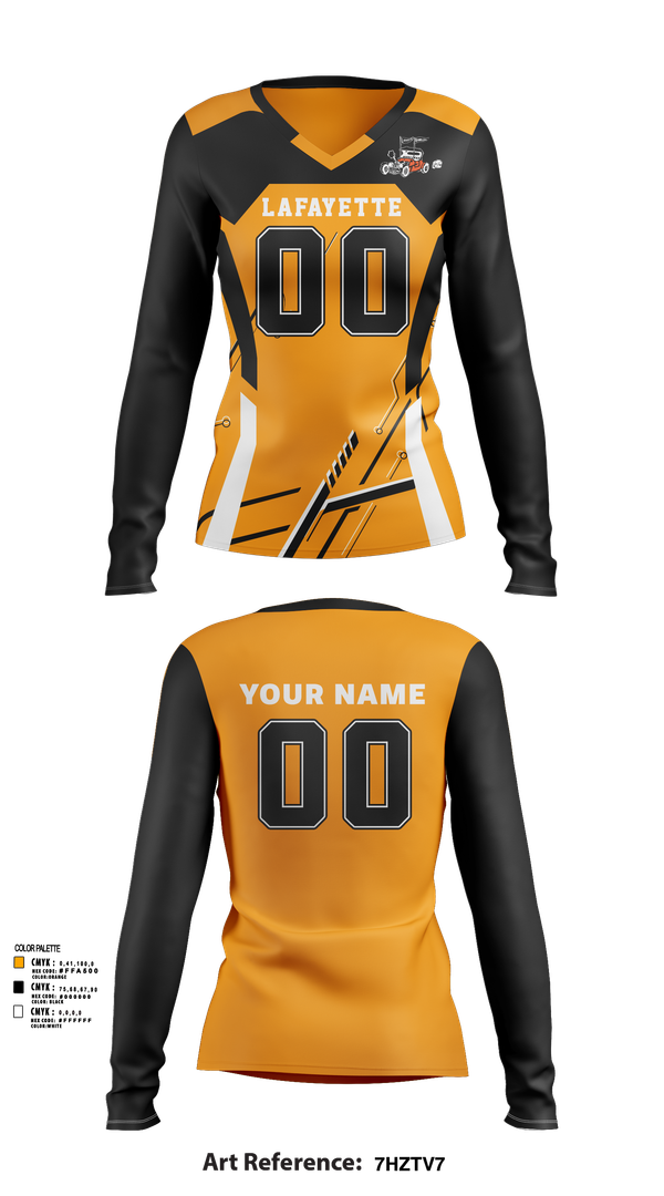 Womens Long Sleeve Vneck Shirt, Lafayette Middle School Volleyball, Women's Volleyball, Teamtime, Team time, sublimation, custom sports apparel, team uniforms, spirit wear, spiritwear, sports uniforms, custom shirts, team store, custom team store, fundraiser sports, apparel fundraiser