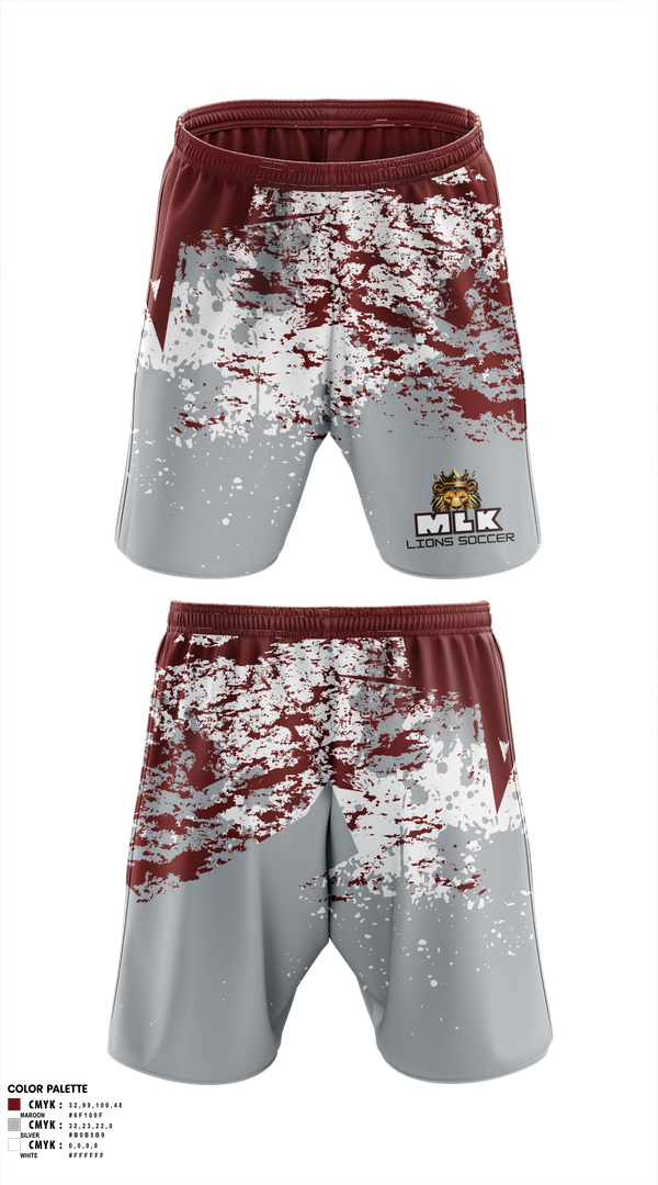 Mens Soccer Shorts, MLK Lions Soccer, Men's Soccer, Teamtime, Team time, sublimation, custom sports apparel, team uniforms, spirit wear, spiritwear, sports uniforms, custom shirts, team store, custom team store, fundraiser sports, apparel fundraiser