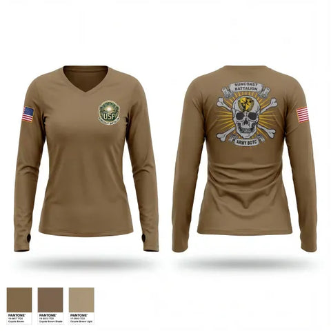 Womens Long Sleeve Vneck Shirt, Suncoast Battalion, Army, Teamtime, Team time, sublimation, custom sports apparel, team uniforms, spirit wear, spiritwear, sports uniforms, custom shirts, team store, custom team store, fundraiser sports, apparel fundraiser