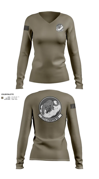 377 Fighter Generation Squadron 46275974 Women's Long Sleeve V-neck Shirt - 21