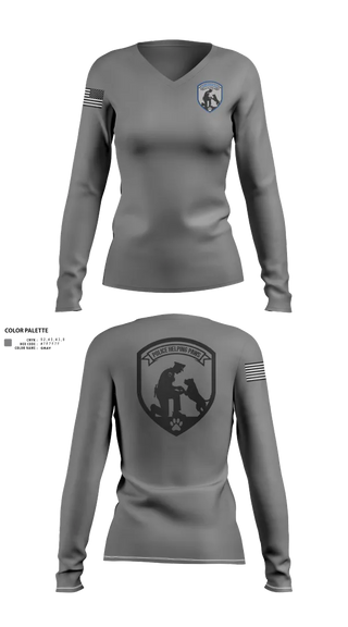 Womens Long Sleeve Vneck Shirt, Police Helping Paws, , Teamtime, Team time, sublimation, custom sports apparel, team uniforms, spirit wear, spiritwear, sports uniforms, custom shirts, team store, custom team store, fundraiser sports, apparel fundraiser