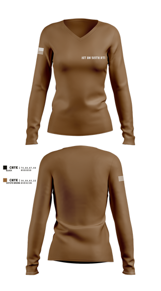Womens Long Sleeve Vneck Shirt, 1st BN 515th RTI, Army, Teamtime, Team time, sublimation, custom sports apparel, team uniforms, spirit wear, spiritwear, sports uniforms, custom shirts, team store, custom team store, fundraiser sports, apparel fundraiser