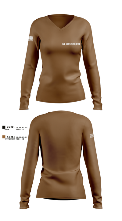1st BN 515th RTI 17257625 Women's Long Sleeve V-neck Shirt - 1