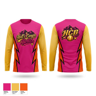 Long Sleeve Performance Shirt, Hells Canyon Belles, Softball, Teamtime, Team time, sublimation, custom sports apparel, team uniforms, spirit wear, spiritwear, sports uniforms, custom shirts, team store, custom team store, fundraiser sports, apparel fundraiser