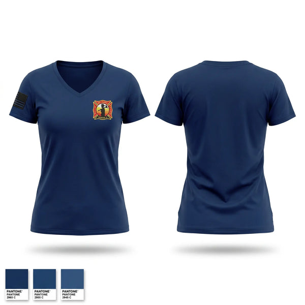 Womens Short Sleeve Vneck Shirt, St. Ignace Fire Department, Fire Department, Teamtime, Team time, sublimation, custom sports apparel, team uniforms, spirit wear, spiritwear, sports uniforms, custom shirts, team store, custom team store, fundraiser sports, apparel fundraiser