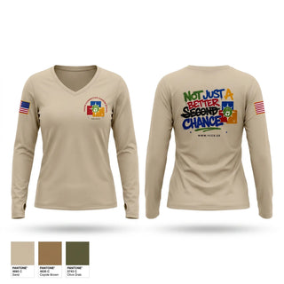 Womens Long Sleeve Vneck Shirt, 452 Quartermaster, Army, Teamtime, Team time, sublimation, custom sports apparel, team uniforms, spirit wear, spiritwear, sports uniforms, custom shirts, team store, custom team store, fundraiser sports, apparel fundraiser