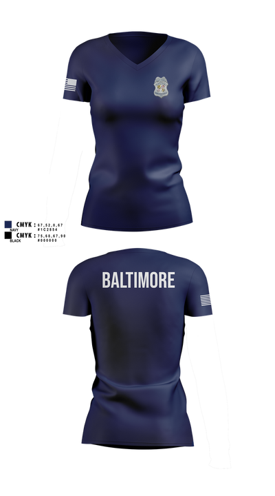 Baltimore Police Department 87844161 Women's Short Sleeve V-neck Shirt - 101