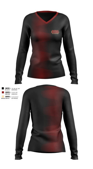 Womens Long Sleeve Vneck Shirt, BackStage Dance Academy, , Teamtime, Team time, sublimation, custom sports apparel, team uniforms, spirit wear, spiritwear, sports uniforms, custom shirts, team store, custom team store, fundraiser sports, apparel fundraiser
