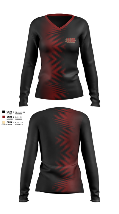 BackStage Dance Academy 24827282 Women's Long Sleeve V-neck Shirt - 100
