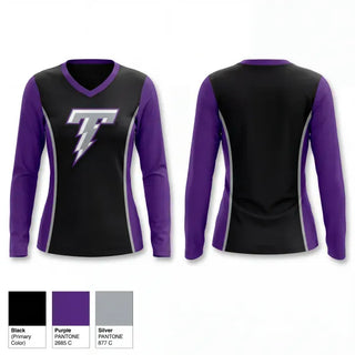 Womens Long Sleeve Vneck Shirt, South Garner Titans, , Teamtime, Team time, sublimation, custom sports apparel, team uniforms, spirit wear, spiritwear, sports uniforms, custom shirts, team store, custom team store, fundraiser sports, apparel fundraiser