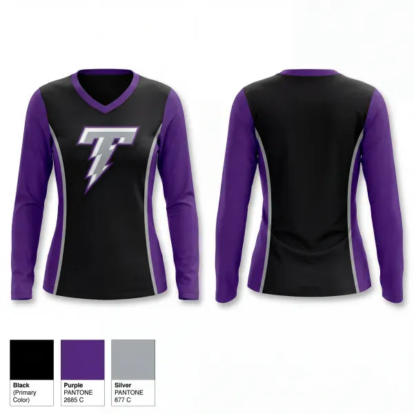 Womens Long Sleeve Vneck Shirt, South Garner Titans, , Teamtime, Team time, sublimation, custom sports apparel, team uniforms, spirit wear, spiritwear, sports uniforms, custom shirts, team store, custom team store, fundraiser sports, apparel fundraiser