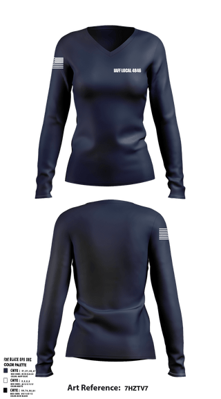 Womens Long Sleeve Vneck Shirt, IAFF Local 4846, EMS/EMT, Teamtime, Team time, sublimation, custom sports apparel, team uniforms, spirit wear, spiritwear, sports uniforms, custom shirts, team store, custom team store, fundraiser sports, apparel fundraiser