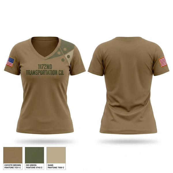 Womens Short Sleeve Vneck Shirt, 1172nd transportation CO., National Guard, Teamtime, Team time, sublimation, custom sports apparel, team uniforms, spirit wear, spiritwear, sports uniforms, custom shirts, team store, custom team store, fundraiser sports, apparel fundraiser