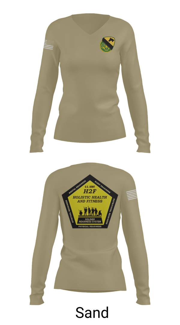 Womens Long Sleeve Vneck Shirt, 1st Cav 3CR, , Teamtime, Team time, sublimation, custom sports apparel, team uniforms, spirit wear, spiritwear, sports uniforms, custom shirts, team store, custom team store, fundraiser sports, apparel fundraiser