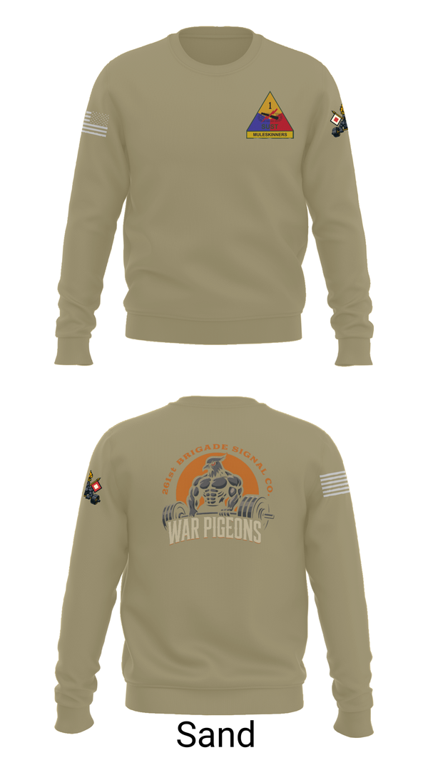 Crew Neck Sweatshirt, 261st War Pigeons, Army, Teamtime, Team time, sublimation, custom sports apparel, team uniforms, spirit wear, spiritwear, sports uniforms, custom shirts, team store, custom team store, fundraiser sports, apparel fundraiser