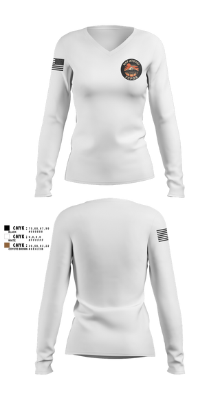 Womens Long Sleeve Vneck Shirt, NAF ATSUGI FCPOA, Navy, Teamtime, Team time, sublimation, custom sports apparel, team uniforms, spirit wear, spiritwear, sports uniforms, custom shirts, team store, custom team store, fundraiser sports, apparel fundraiser