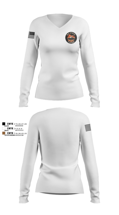 NAF ATSUGI FCPOA 70401455 Women's Long Sleeve V-neck Shirt - 6