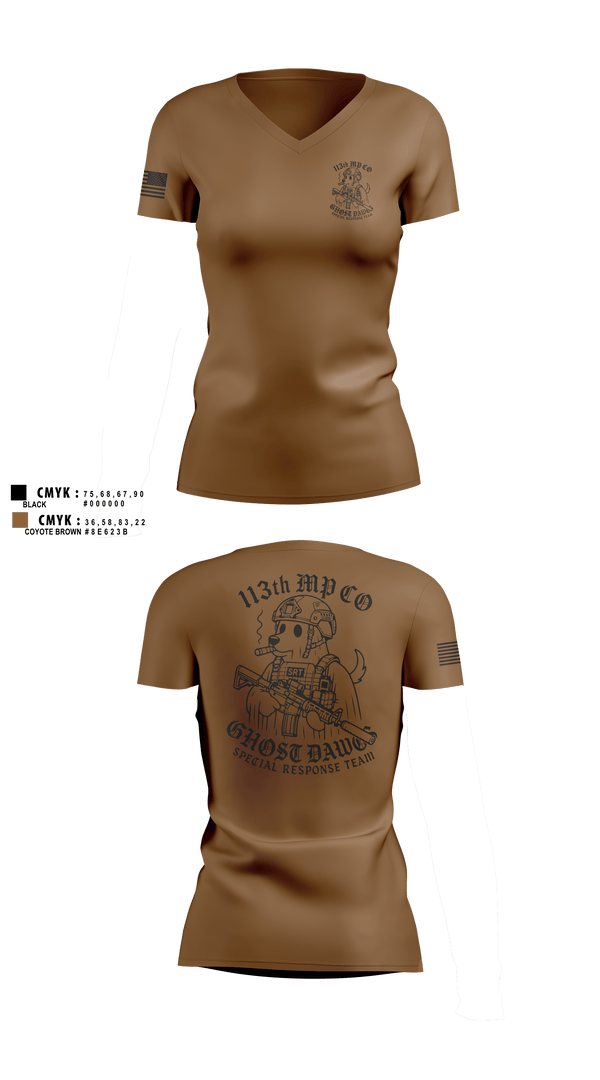 Womens Short Sleeve Vneck Shirt, 113th MP CO, Army, Teamtime, Team time, sublimation, custom sports apparel, team uniforms, spirit wear, spiritwear, sports uniforms, custom shirts, team store, custom team store, fundraiser sports, apparel fundraiser