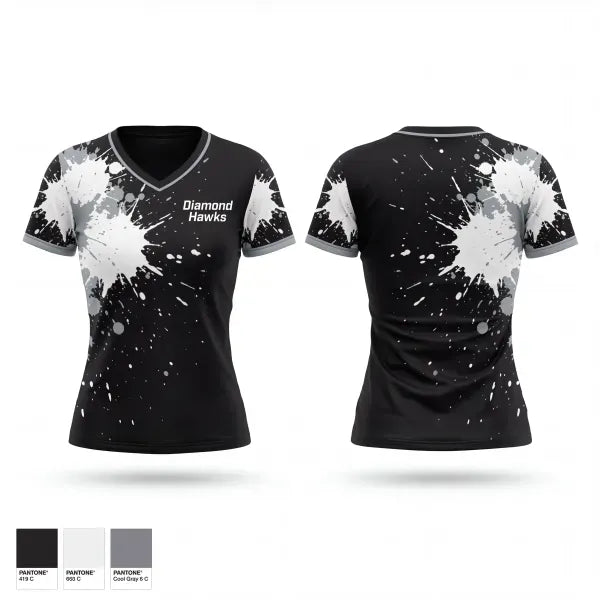 Diamond Hawks 19844011 Women's Short Sleeve V-neck Shirt - 1
