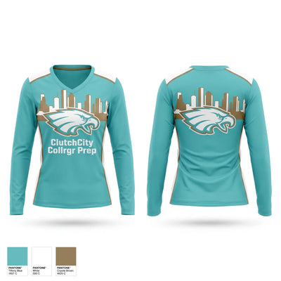 ClutchCity Collrgr Prep Women's Long Sleeve V-neck Shirt - 1