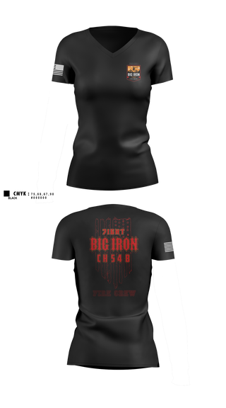 Womens Short Sleeve Vneck Shirt, Big Iron, Fire Department, Teamtime, Team time, sublimation, custom sports apparel, team uniforms, spirit wear, spiritwear, sports uniforms, custom shirts, team store, custom team store, fundraiser sports, apparel fundraiser