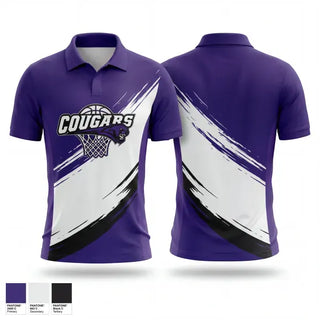 Short Sleeve Performance Polo, Cougars, Men's Basketball, Teamtime, Team time, sublimation, custom sports apparel, team uniforms, spirit wear, spiritwear, sports uniforms, custom shirts, team store, custom team store, fundraiser sports, apparel fundraiser