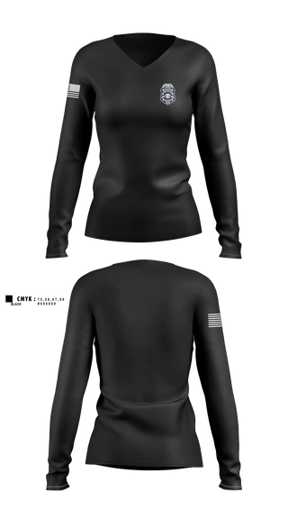 Womens Long Sleeve Vneck Shirt, McCaysville Police Department, Police, Teamtime, Team time, sublimation, custom sports apparel, team uniforms, spirit wear, spiritwear, sports uniforms, custom shirts, team store, custom team store, fundraiser sports, apparel fundraiser