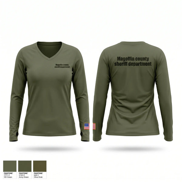 Womens Long Sleeve Vneck Shirt, Magoffin county sheriff department, Police, Teamtime, Team time, sublimation, custom sports apparel, team uniforms, spirit wear, spiritwear, sports uniforms, custom shirts, team store, custom team store, fundraiser sports, apparel fundraiser