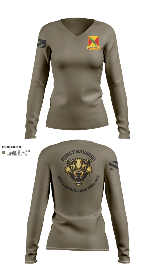 Womens Long Sleeve Vneck Shirt, Delta companyHHB 1-51 ADA, Army, Teamtime, Team time, sublimation, custom sports apparel, team uniforms, spirit wear, spiritwear, sports uniforms, custom shirts, team store, custom team store, fundraiser sports, apparel fundraiser