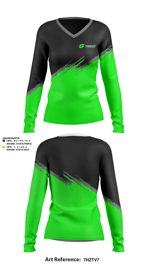 Womens Long Sleeve Vneck Shirt, G therapy, E-Sports, Teamtime, Team time, sublimation, custom sports apparel, team uniforms, spirit wear, spiritwear, sports uniforms, custom shirts, team store, custom team store, fundraiser sports, apparel fundraiser