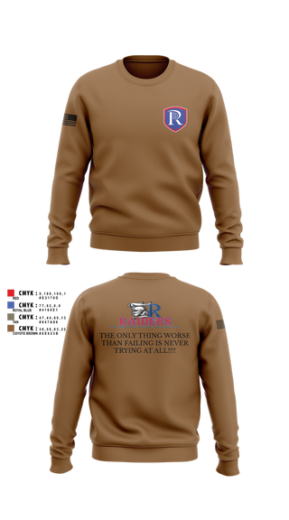 Crew Neck Sweatshirt, RICS Raiders, Army, Teamtime, Team time, sublimation, custom sports apparel, team uniforms, spirit wear, spiritwear, sports uniforms, custom shirts, team store, custom team store, fundraiser sports, apparel fundraiser