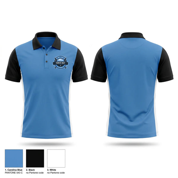 Short Sleeve Performance Polo, Force Out, Softball, Teamtime, Team time, sublimation, custom sports apparel, team uniforms, spirit wear, spiritwear, sports uniforms, custom shirts, team store, custom team store, fundraiser sports, apparel fundraiser