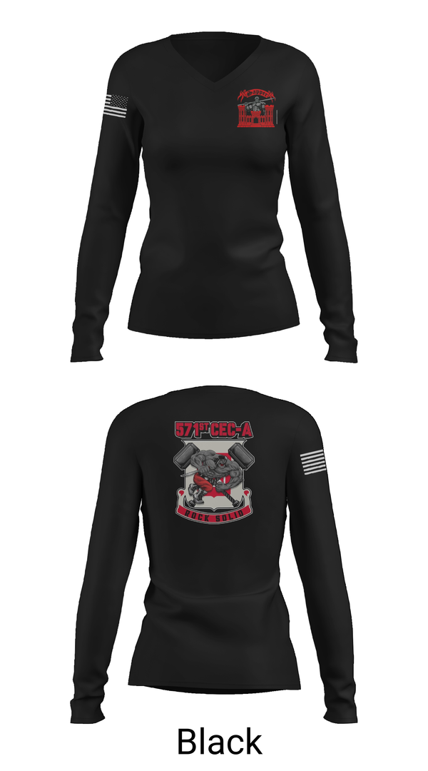 Womens Long Sleeve Vneck Shirt, 571st CEC-A, , Teamtime, Team time, sublimation, custom sports apparel, team uniforms, spirit wear, spiritwear, sports uniforms, custom shirts, team store, custom team store, fundraiser sports, apparel fundraiser