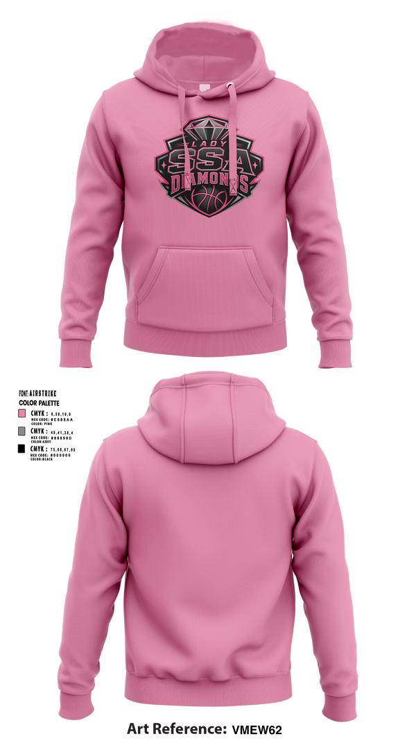 Hoodie, SSA Lady Diamonds, Women's Basketball, Teamtime, Team time, sublimation, custom sports apparel, team uniforms, spirit wear, spiritwear, sports uniforms, custom shirts, team store, custom team store, fundraiser sports, apparel fundraiser