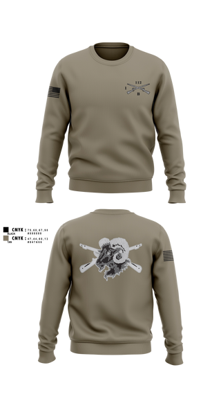 Crew Neck Sweatshirt, Blacksheep Company, 1-112th Infantry, Army, Teamtime, Team time, sublimation, custom sports apparel, team uniforms, spirit wear, spiritwear, sports uniforms, custom shirts, team store, custom team store, fundraiser sports, apparel fundraiser