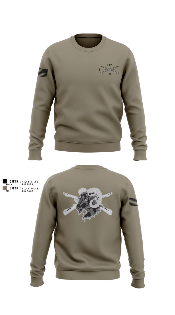 Crew Neck Sweatshirt, Blacksheep Company, 1-112th Infantry, Army, Teamtime, Team time, sublimation, custom sports apparel, team uniforms, spirit wear, spiritwear, sports uniforms, custom shirts, team store, custom team store, fundraiser sports, apparel fundraiser