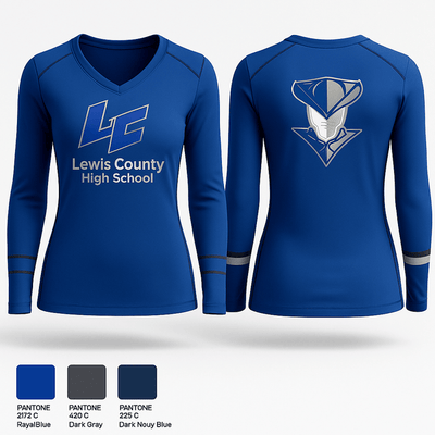 Lewis County High School 1927103 Women's Long Sleeve V-neck Shirt - 1