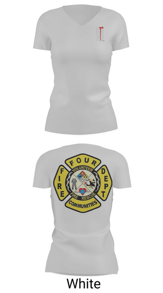 Womens Short Sleeve Vneck Shirt, Four Communities Fire Department, Fire Department, Teamtime, Team time, sublimation, custom sports apparel, team uniforms, spirit wear, spiritwear, sports uniforms, custom shirts, team store, custom team store, fundraiser sports, apparel fundraiser