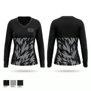 Womens Long Sleeve Vneck Shirt, Donna North, Cross Country, Teamtime, Team time, sublimation, custom sports apparel, team uniforms, spirit wear, spiritwear, sports uniforms, custom shirts, team store, custom team store, fundraiser sports, apparel fundraiser