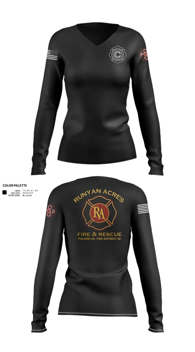 RUNYAN ACRES FIRE DEPARTMENT 34134469 Women's Long Sleeve V-neck Shirt - 23